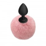 Πρωκτική Σφήνα Σιλικόνης με Φουντωτή Ουρά Emotions Fluffy Tail Silicone Butt Plug - Μαύρο/Ροζ | Πρωκτικές Σφήνες με Ουρά