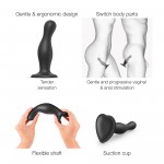 Curvy Plug Large Silicone Premium Dildo with Suction Cup - Black | Strap On Dildos