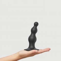 Plug Beads Small Silicone Premium Dildo with Suction Cup - Black | Strap On Dildos
