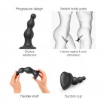 Plug Beads Small Silicone Premium Dildo with Suction Cup - Black | Strap On Dildos