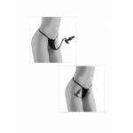 Crotchless Pleasure Pearls Panty with Silicone Butt Plug - Black | Butt Plugs