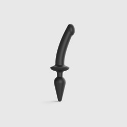 Switch Plug In Large Semi Realistic Dildo with Butt Plug - Black | Realistic Dildos