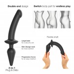 Switch Plug In Large Semi Realistic Dildo with Butt Plug - Black | Realistic Dildos