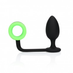 Silicone Butt Plug with Cock Ring - Black/Green | Butt Plugs