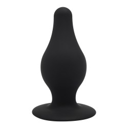 Πρωκτική Σφήνα Σιλικόνης με Βεντούζα Large Silicone Butt Plug with Suction Cup - Μαύρη | Πρωκτικές Σφήνες