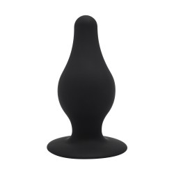 Πρωκτική Σφήνα Σιλικόνης με Βεντούζα Medium Silicone Butt Plug with Suction Cup Model 2 - Μαύρη | Πρωκτικές Σφήνες