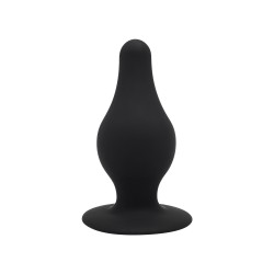 Πρωκτική Σφήνα Σιλικόνης με Βεντούζα Silexd Small Silicone Butt Plug with Suction Cup - Μαύρη | Πρωκτικές Σφήνες