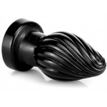 Πρωκτική Σφήνα Σιλικόνης με Ραβδώσεις Spiral Silicone Plug with Suction Cup - Μαύρη | Πρωκτικές Σφήνες