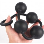 Μεγάλες Πρωκτικές Μπάλες Σιλικόνης Large Quarty Silicone Anal Balls 52 x 6 cm - Μαύρες | Πρωκτικές Χάντρες & Μπίλιες