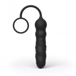 Deep Seeker Vibrating Plug with Remote Control & Cock Ring - Black | Anal Beads