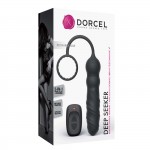 Deep Seeker Vibrating Plug with Remote Control & Cock Ring - Black | Anal Beads