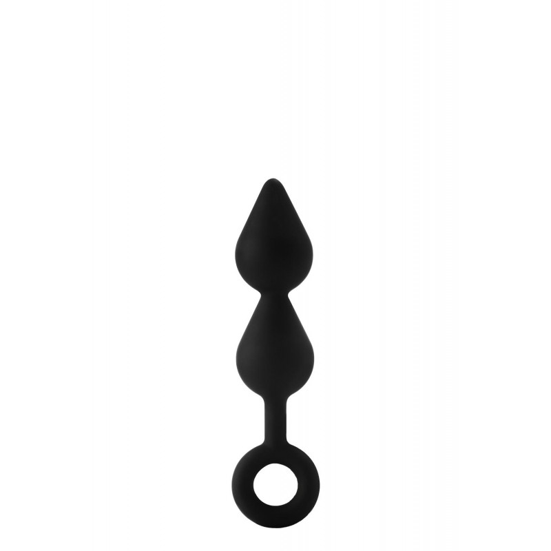 Διπλή Πρωκτική Σφήνα Σιλικόνης με Λαβή Fantasstic XL Double Drop Silicone Butt Plug - Μαύρη | Πρωκτικές Χάντρες & Μπίλιες