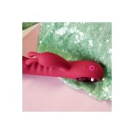 Κυρτός Rabbit Δονητής Σιλικόνης με Ραβδώσεις Glam Ribbed Silicone Rabbit Vibrator - Κόκκινος | Rabbit Δονητές