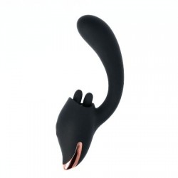 Qiot G-Spot Rabbit Vibrator with Clitoral Tongue Stimulators - Black | Rabbit Vibrators