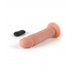 R1 Remote Controlled Realistic Silicone Vibrator with Suction Cup - Flesh | Realistic Vibrators
