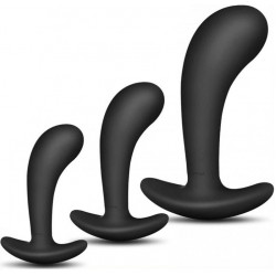Mini Silicone Curved Butt Plut Set - Black | Butt Plug Sets
