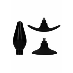 Σετ Πρωκτικές Σφήνες με Εναλλάξιμη Βάση Interchangeable Rounded Medium Butt Plug Set - Μαύρο | Σετ Πρωκτικές Σφήνες