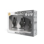 Dual Density Silicone Butt Plug Kit with Suction Cup - Black | Butt Plug Sets