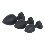 Σετ Πρωκτικές Σφήνες Σιλικόνης με Κόσμημα Καρδιά E14 Silicone Heart Jewel Butt Plug Set - Κόκκινο/Μαύρο | Σετ Πρωκτικές Σφήνες
