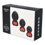 E14 Silicone Heart Jewel Butt Plug Set - Red/Black | Butt Plug Sets