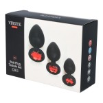 E13 Silicone Round Jewel Butt Plug - Red/Black | Butt Plug Sets
