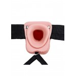 23 cm Hollow Curved Strap On with Balls - Flesh | Male Strap Ons