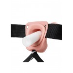 23 cm Hollow Curved Strap On with Balls - Flesh | Male Strap Ons