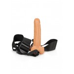 23 cm Hollow Curved Strap On with Balls - Brown | Male Strap Ons