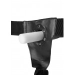 Κυρτό Ανδρικό Κούφιο Strap On με Ραβδώσεις 20 cm Curved Ribbed Hollow Strap On - Μαύρο | Ανδρικά Strap On
