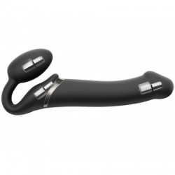 3 Motor Remote Controlled Large Vibrating Silicone Strapless Strap On - Black | Strap Ons