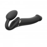 3 Motor Remote Controlled Large Vibrating Silicone Strapless Strap On - Black | Strap Ons