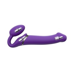 3 Motor Remote Controlled Medium Vibrating Silicone Strapless Strap On - Purple
