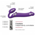 3 Motor Remote Controlled Medium Vibrating Silicone Strapless Strap On - Purple | Strap Ons