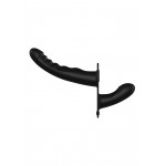 Dual Silicone Ribbed Strap On - Black | Strap Ons