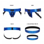 Leatherette Curious Velcro Closure Strap On Harness - Blue | Strap Ons