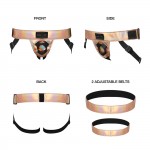 Leatherette Curious Velcro Closure Strap On Harness - Rose Gold | Strap Ons