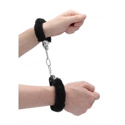Μεταλλικές Χειροπέδες με Γούνα Furry Pleasure Hand Cuffs - Μαύρες | Χειροπέδες - Ποδοπέδες