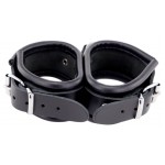 Double Leather Tied Hand Cuffs - Black | Hand Cuffs & Ankle Cuffs