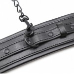 Soft Mix Leather Hand Cuffs with Chain & Hook - Black | Hand Cuffs & Ankle Cuffs