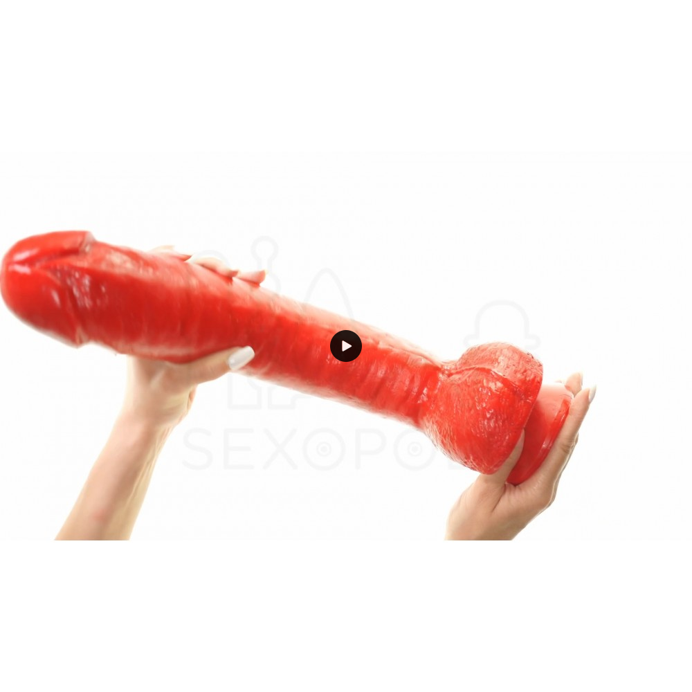 XL Ομοίωμα Πέους με Βεντούζα & Όρχεις Angry Dick XL Realistic Dildo with Suction Cup & Balls - Κόκκινο | Μεγάλα Dildo & Dildo για Fisting