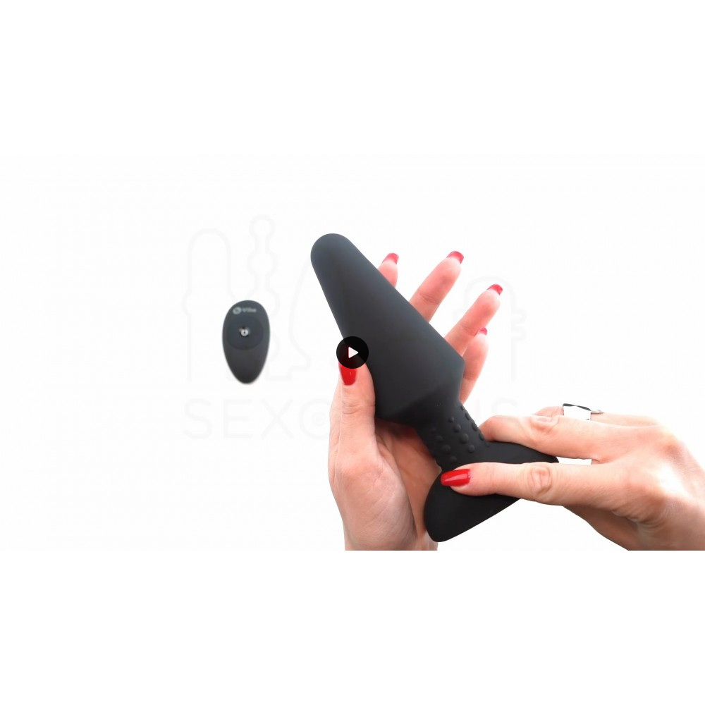 Ασύρματη Πρωκτική Σφήνα με Περιστροφή B-Vibe Silicone Rotating Beads Rimming Plug XL - Μαύρη | Ασύρματοι Δονητές