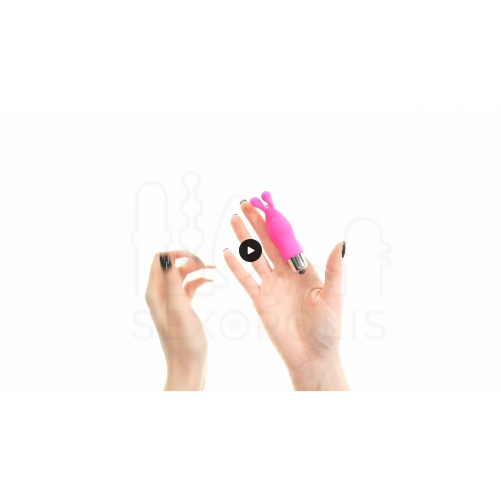 Κυρτός Δονητής Δαχτύλου Σιλικόνης με Αυτάκια Bunny Tech Silicone Finger Vibrator - Ροζ | Δονητές Δαχτύλου