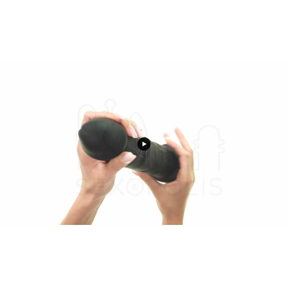 Ομοίωμα Πέους Σιλικόνης Διπλής Στρώσης με Βεντούζα Double Density Silicone Realistic Dildo with Suction Cup 23 cm - Μαύρο | Ομοιώματα Πέους