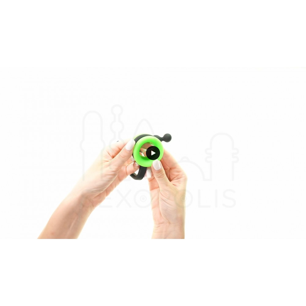 Φωσφοριζέ Πρωκτική Σφήνα με Ραβδώσεις & Δαχτυλίδι Πέους Beads Butt Plug with Cock Ring - Μαύρο/Πράσινο | Πρωκτικά Δαχτυλίδια Πέους