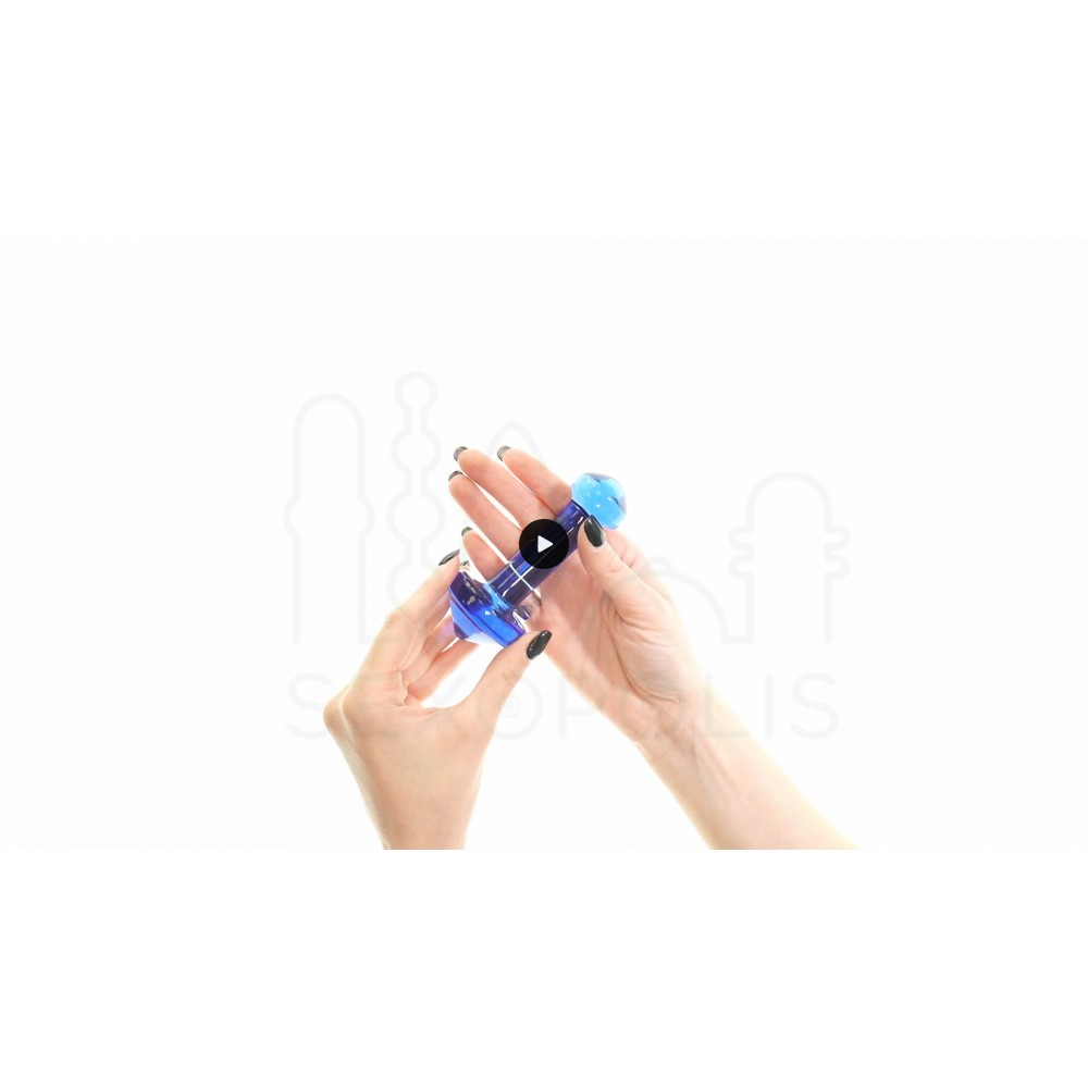 Γυάλινο Dildo με Διογκωμένα Άκρα Glass Dildo with Trigger Point Tips - Μπλε | Γυάλινα Dildo
