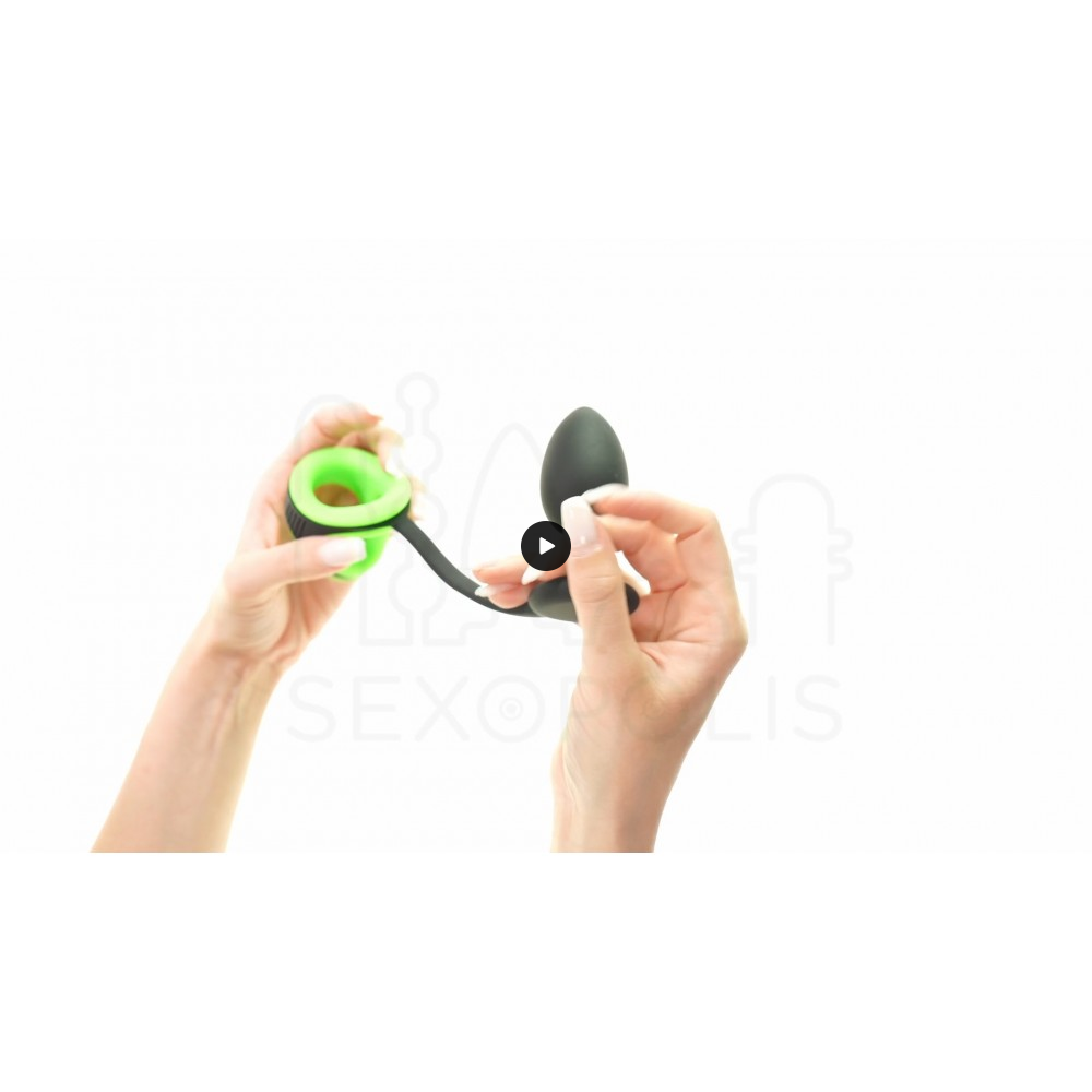 Φωσφοριζέ Πρωκτική Σφήνα με Δαχτυλίδι Πέους Glow in The Dark Butt Plug with Cock Ring - Μαύρο/Πράσινο | Πρωκτικές Σφήνες