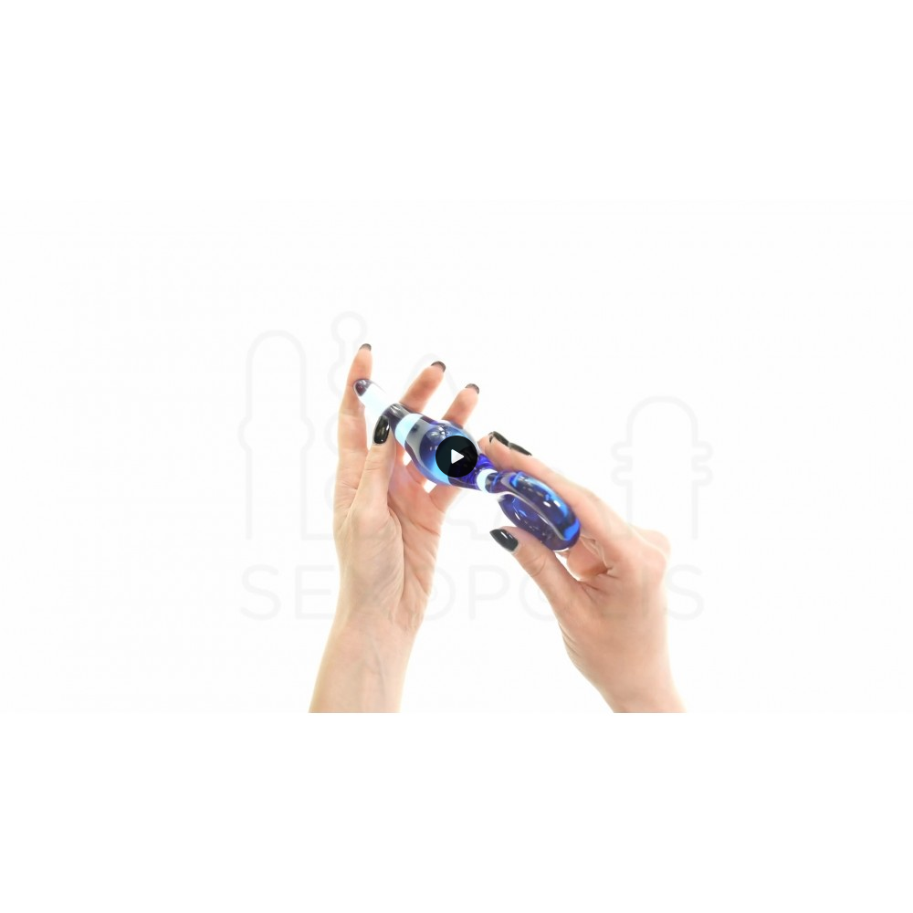 Γυάλινη Κυρτή Πρωκτική Σφήνα με Λαβή Gripper Curved Butt Plug with Handle - Μπλε | Γυάλινα Dildo