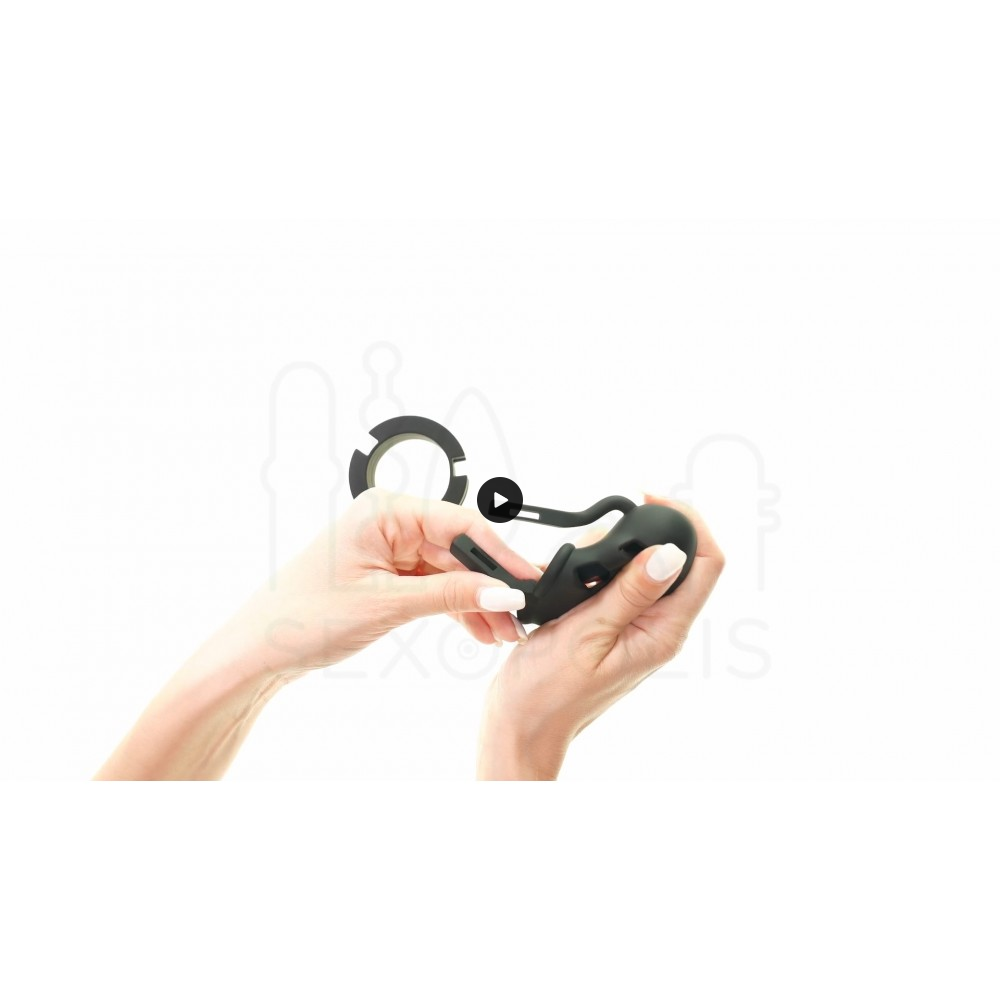 Κλουβί Πέους Mancage 18 με Ball Splitter - Μαύρο | Chastity Devices - Ζώνες Αγνότητας