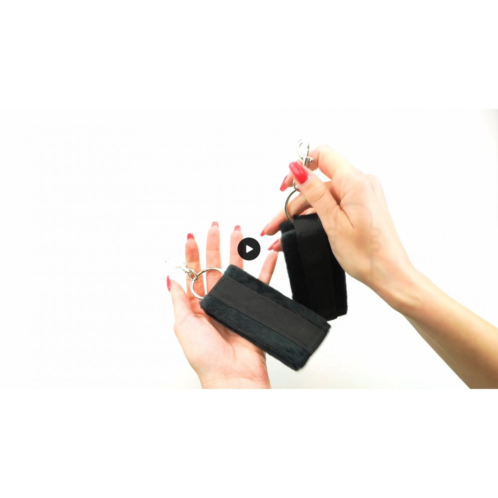 Velcro Χειροπέδες με Μεταλλικό Γάντζο Velcro Cuffs with Metal Hook - Μαύρες | Χειροπέδες - Ποδοπέδες