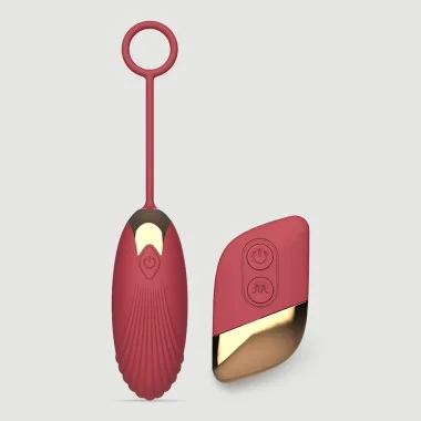 Queen Remote Controlled Silicone Ribbed Vibrator - Red